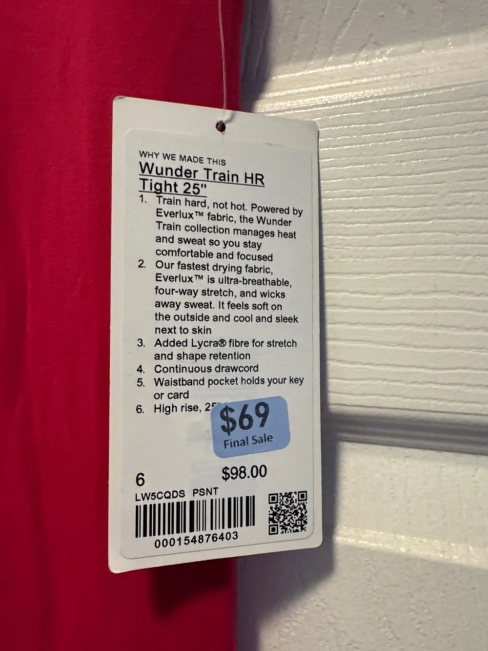 lululemon athletica wunder train size 6 NWT
